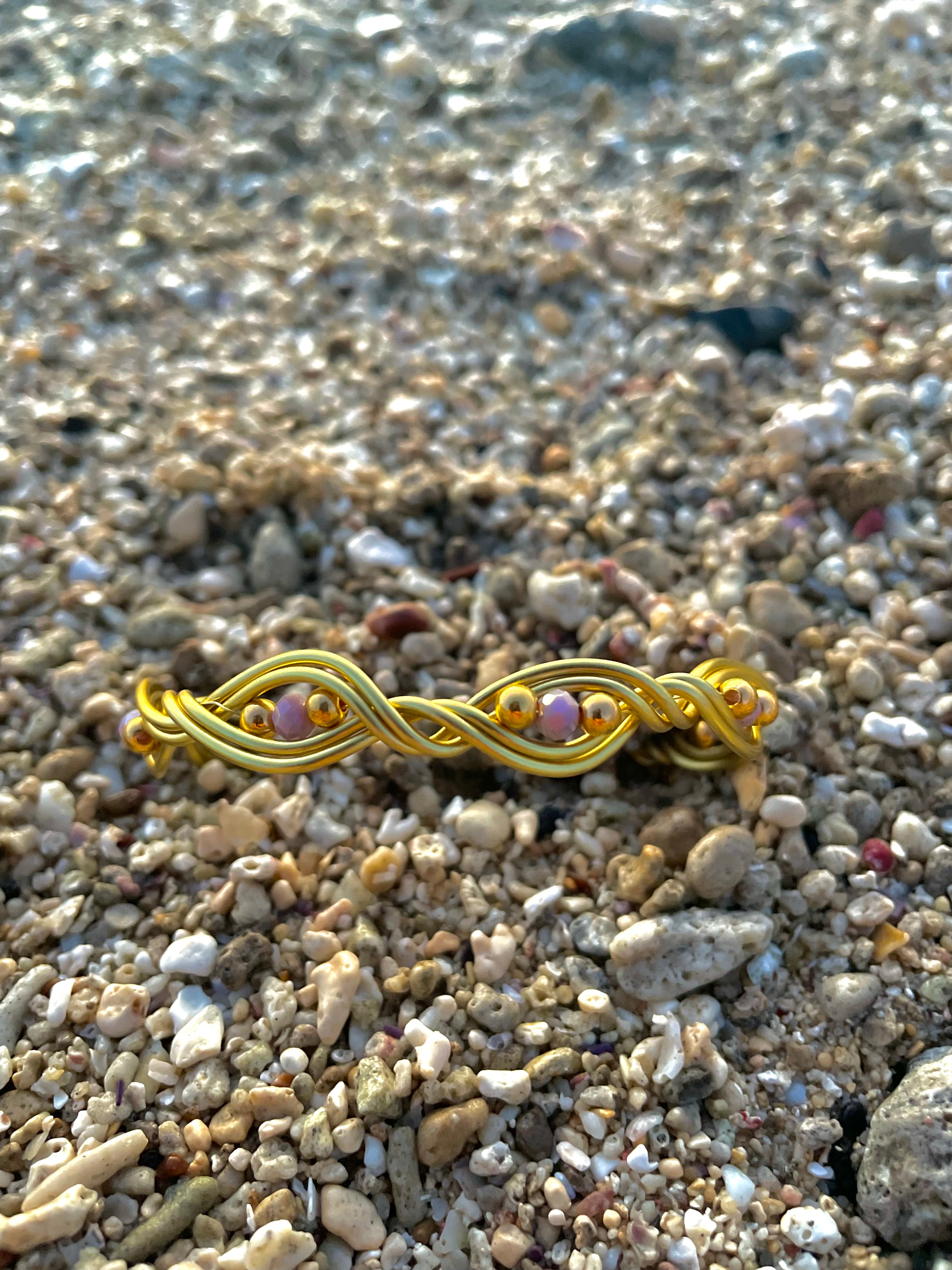 Bracelet Torsadée Iris - Acier inoxydable & Pierres Rose